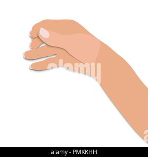 Flat- hand of man holds presumed glass of alcoholic beverage on white background. Vector Illustration Stock Vector