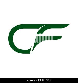 CF C F Creative Modern Black Letters Logo Design with Brush Swoosh Stock Vector