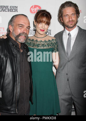 (l-r) Sam Childers, Michelle Monaghan and Gerard Butler at the Los Angeles Premiere of Relativity's MACHINE GUN PREACHER held at the Academy of Motion Picture Arts and Sciences in Beverly Hills, CA on Wednesday, September 21, 2011. Photo by Peter Gonzaga Pacific Rim Photo Press/ PictureLux Stock Photo