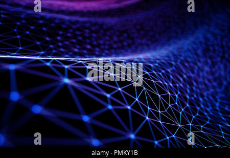 3D illustration of connections and dots representing the concept of cloud computing. Stock Photo
