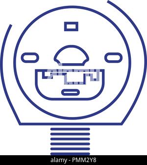 Tomography Icon - Line art Design Isolated Illustration - X-ray electronics blue Stock Vector