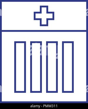 Patient card linear icon. Thin line illustration blue Stock Vector
