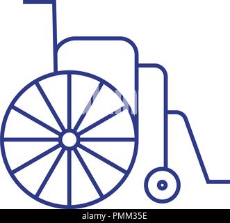 Wheel chair medical pensioners care flat icon isolated blue - on white background vector illustration Stock Vector