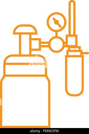 Medical devices - line art vector orange Stock Vector