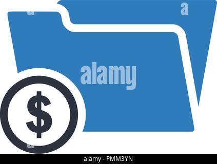 Dollar folder vector icon - Financial Folder simple icon blue Stock Vector