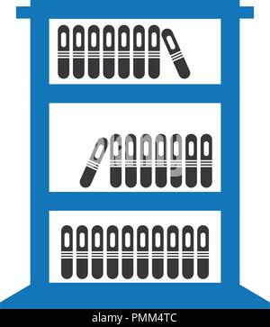 Office bookshelf Icon vector blue Stock Vector