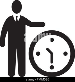 Time Management Icon - Business Concept. Glyph style - Isolated Illustration vector black Stock Vector