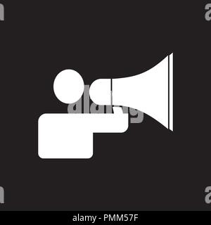 Men hand holding a mike icon - vector white Stock Vector