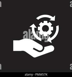Hand holding setting icon - management vector icon white Stock Vector