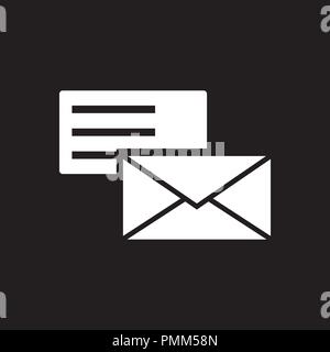 Messaging chat icon white - on a black background Stock Vector