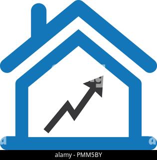 Real estate house graph icon vector blue Stock Vector