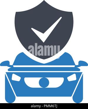 Car insurance vector icon. Auto insurance with wheel and checkmark ...