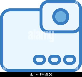 Digital camera icon vector blue - linear colorful Stock Vector