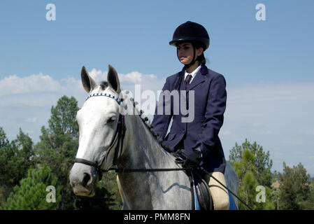 Teenage girl riding her horse in a competition, Johannesburg, South Africa Stock Photo