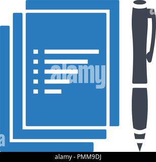 Notebook and pen vector icon blue Stock Vector