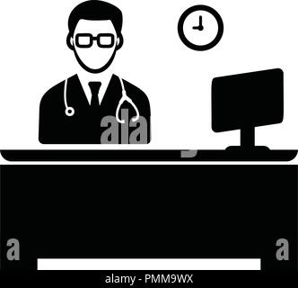 Doctor working time icon Black Stock Vector