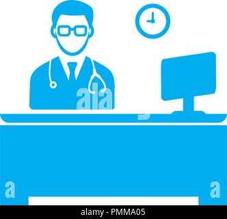 Doctor working time icon Blue Stock Vector