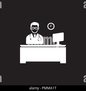 Doctor working time icon White Stock Vector