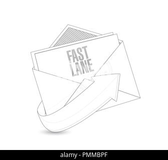 Fast lane email post it message concept illustration isolated over a white background Stock Photo