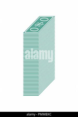 Illustration of a big green money stack Stock Vector