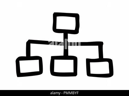 Freehand illustration of an organogram isolated on white background Stock Vector