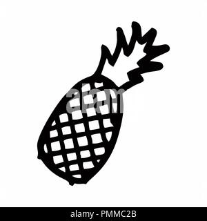 Freehand illustration of a pineapple isolated on white background Stock Vector