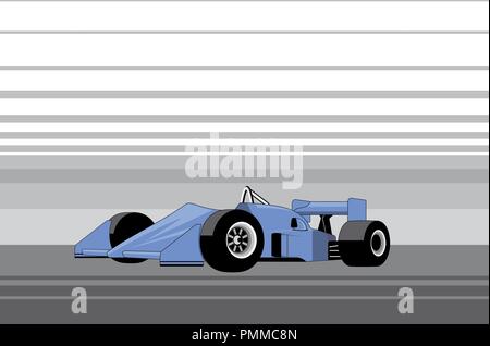 Illustration of a blue race car on abstract background Stock Vector