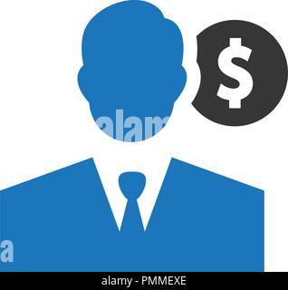 Businessman Think About Profit Icon Blue Stock Vector