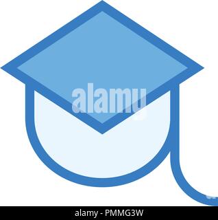 Graduation hat cap line art icon vector blue Stock Vector