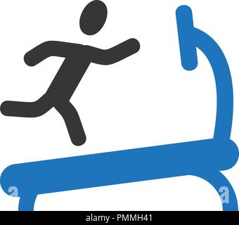 Man Running On Treadmill Icon Blue Stock Vector