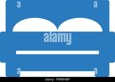 Double bed icon glyph style vector blue Stock Vector