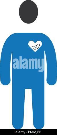 Men Heart Disease Icon Blue Stock Vector