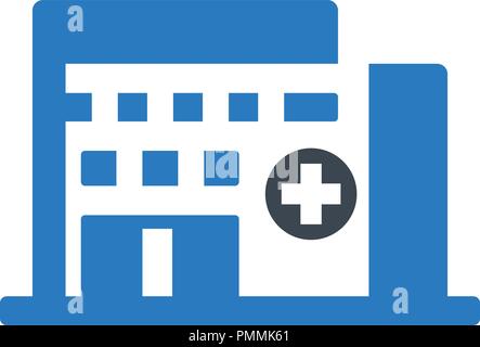 Hospital building vector icon blue Stock Vector