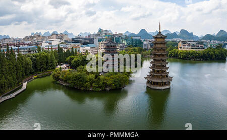 One of the more visual landmark of Guilin, especially at night when it is lit. Stock Photo