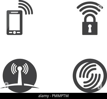 wireless Logo Template vector icon illustration design Stock Vector