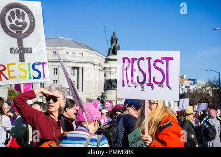 January 20, 2018 San Francisco / CA / USA - Resist signs carried at the Women's March Stock Photo