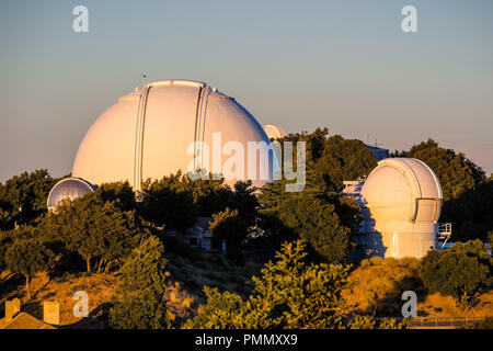 Sunset view towards Shane Observatory and the Automated Planet Finder telescope, Mt Hamilton, San Jose, San Francisco bay area, California Stock Photo