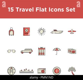 Travel linear flat icons set -  sign and symbols of design travel elements Stock Vector