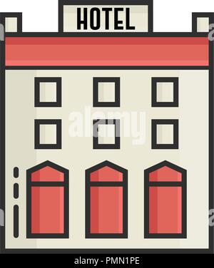 Hotel line color flat icon vector Stock Vector