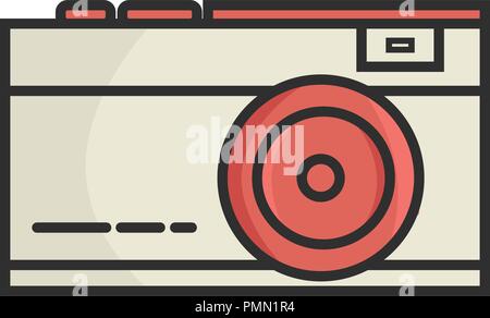 Camera colorful flat icon vector - line art style color camera icon Stock Vector