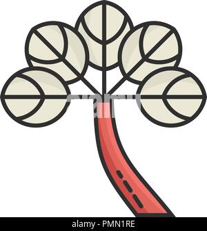 Tree linear colorful icon vector - flat style small tree icon Stock Vector