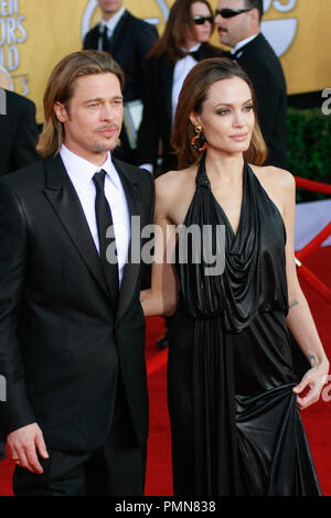 Brad Pitt and Angelina Jolie at the 18th Annual Screen Actors Guild Awards. Arrivals held at the Shrine Auditorium in Los Angeles, CA, January 29, 2012. Photo by Joe Martinez / PictureLux Stock Photo