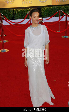 Zoe Saldana at the 18th Annual Screen Actors Guild Awards. Arrivals held at the Shrine Auditorium in Los Angeles, CA, January 29, 2012. Photo by Joe Martinez / PictureLux Stock Photo