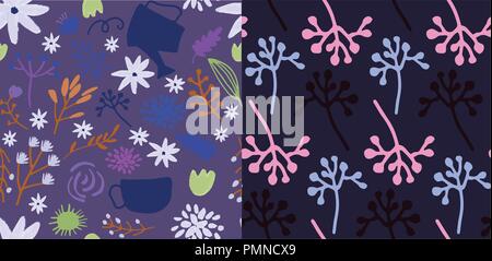 Vector hand drawn floral pattern, delicate flowers Stock Vector