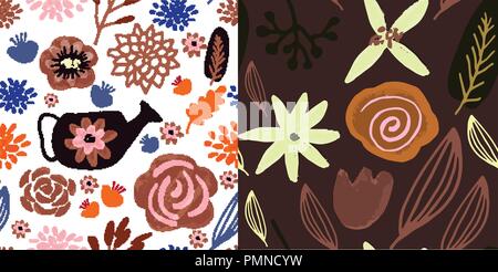 Vector hand drawn floral pattern, delicate flowers Stock Vector