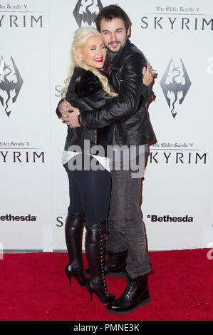 Christina Aguilera & Boyfriend Matt Rutler at The Elder Scrolls V: Skyrim Official Launch Party held at the Belasco Theatre in Los Angeles, CA. The event took place on Tuesday, November 8, 2011. Photo by Eden Ari/ PRPP/ PictureLux. Stock Photo