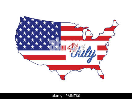 4th of july sign. Vector Illustration. isolated over red wave background Stock Photo