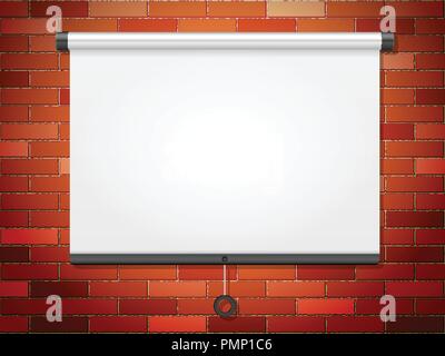 Projection screen on a brick wall. Stock Vector