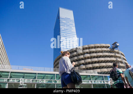 Passersby at Lyons Hall, Les Halles Paul Bocuse, Lyon, France Stock Photo