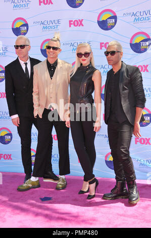 Tom Dumont, Adrian Young, Singer Gwen Stefani and Tony Ashwin Kanal of the group No Doubt at the 2012 Teen Choice Awards held at the Gibson Amphitheatre in Universal City, CA. The event took place on Sunday, July 22, 2012. Photo by PRPP/ PictureLux  File Reference # 31575 014PRPP  For Editorial Use Only -  All Rights Reserved Stock Photo